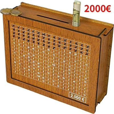 Money Box Piggy Bank Medinis pinigų bankas, daugkartinio naudojimo pinigų dėžutė su taupymo tikslu ir skaičiais, kuriuos reikia patikrinti, padeda taupyti