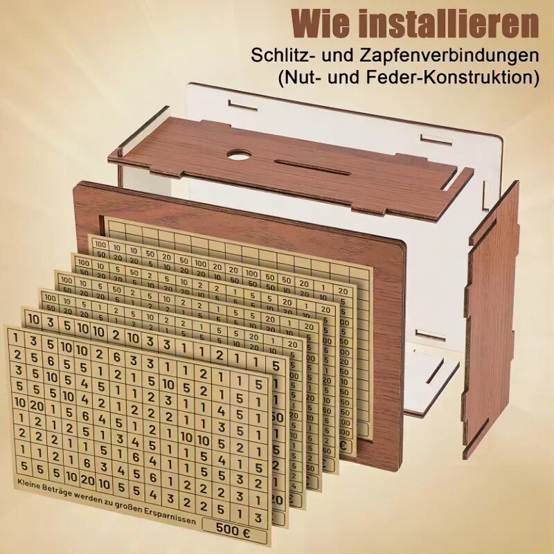 Money Box Piggy Bank Medinis pinigų bankas, daugkartinio naudojimo pinigų dėžutė su taupymo tikslu ir skaičiais, kuriuos reikia patikrinti, padeda taupyti