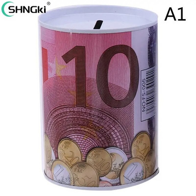 „Square Piggy Bank Logbook“ serijos skardinė dėžė Pinigų taupymo puodo monetų dėžutė Dovanų namų puošmena Pinigų dėžutė taupomoji monetų banknotas