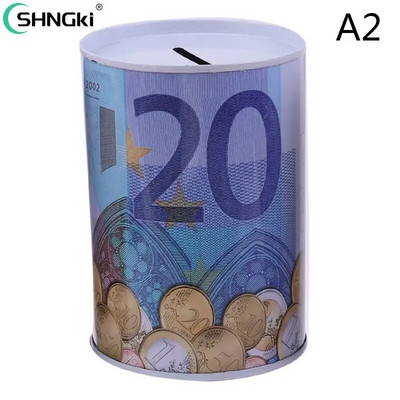 „Square Piggy Bank Logbook“ serijos skardinė dėžė Pinigų taupymo puodo monetų dėžutė Dovanų namų puošmena Pinigų dėžutė taupomoji monetų banknotas