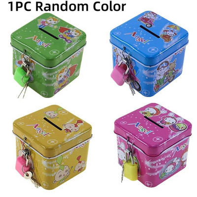 „Square Piggy Bank Logbook“ serijos skardinė dėžė Pinigų taupymo puodo monetų dėžutė Dovanų namų puošmena Pinigų dėžutė taupomoji monetų banknotas