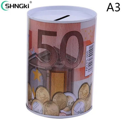 „Square Piggy Bank Logbook“ serijos skardinė dėžė Pinigų taupymo puodo monetų dėžutė Dovanų namų puošmena Pinigų dėžutė taupomoji monetų banknotas