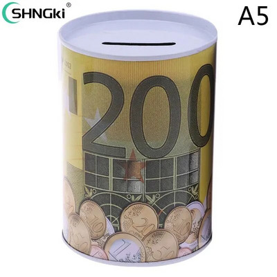 „Square Piggy Bank Logbook“ serijos skardinė dėžė Pinigų taupymo puodo monetų dėžutė Dovanų namų puošmena Pinigų dėžutė taupomoji monetų banknotas