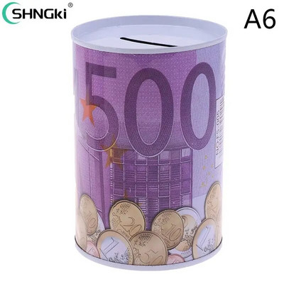 „Square Piggy Bank Logbook“ serijos skardinė dėžė Pinigų taupymo puodo monetų dėžutė Dovanų namų puošmena Pinigų dėžutė taupomoji monetų banknotas