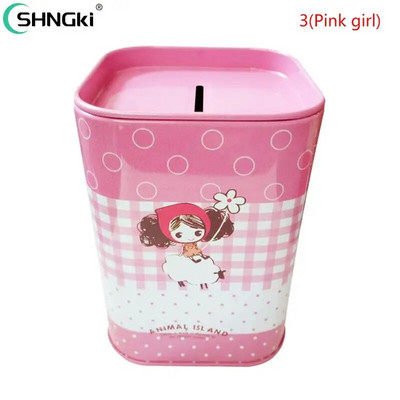 „Square Piggy Bank Logbook“ serijos skardinė dėžė Pinigų taupymo puodo monetų dėžutė Dovanų namų puošmena Pinigų dėžutė taupomoji monetų banknotas