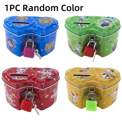 „Square Piggy Bank Logbook“ serijos skardinė dėžė Pinigų taupymo puodo monetų dėžutė Dovanų namų puošmena Pinigų dėžutė taupomoji monetų banknotas