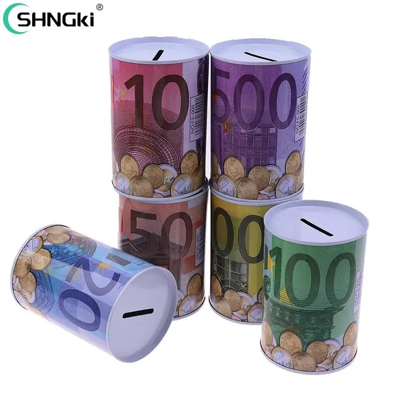 „Square Piggy Bank Logbook“ serijos skardinė dėžė Pinigų taupymo puodo monetų dėžutė Dovanų namų puošmena Pinigų dėžutė taupomoji monetų banknotas