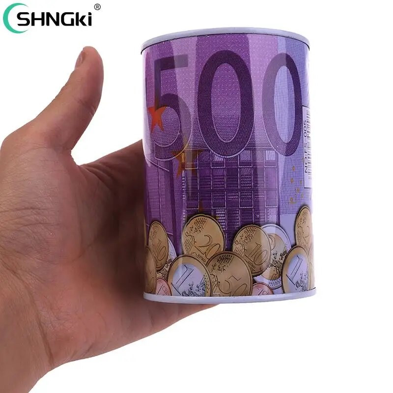 „Square Piggy Bank Logbook“ serijos skardinė dėžė Pinigų taupymo puodo monetų dėžutė Dovanų namų puošmena Pinigų dėžutė taupomoji monetų banknotas