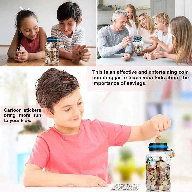 Електронна касичка Брояч на монети Цифров LCD брояч на монети Кутия за спестяване на пари Буркан Кутия за съхранение на монети за USD EURO Money Gifts UK