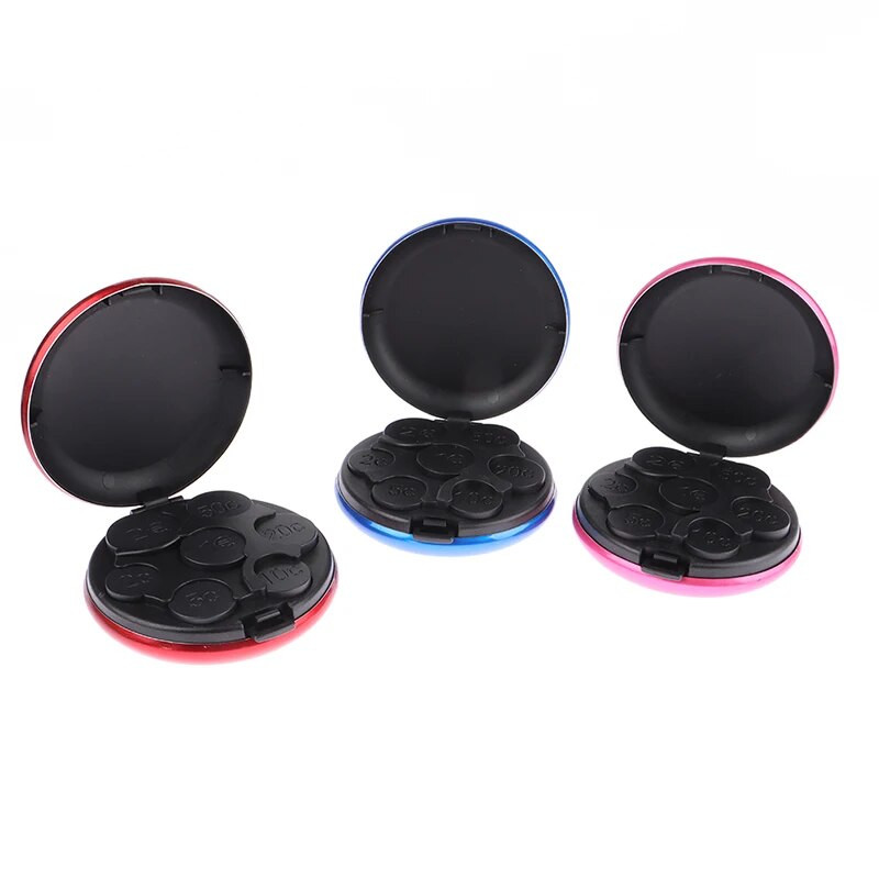 Кръгъл дозатор за монети USD/Euro Съхранение на монети Портмоне Поставки за портфейли Кутия за съхранение Пластмасови монети от алуминиева сплав Портмоне Поставки за монети