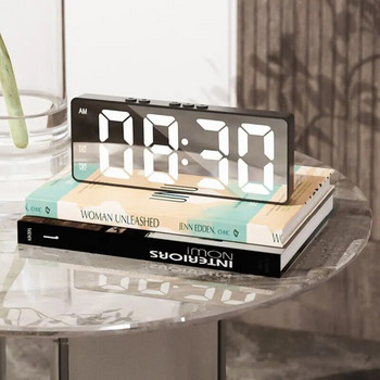 Επιτραπέζιο ρολόι καθρέφτη LED Ψηφιακό ξυπνητήρι Αναβολή Εμφάνιση ώρας Επιτραπέζιο Ηλεκτρονικό επιτραπέζιο ρολόι Επιτραπέζιο ρολόι
