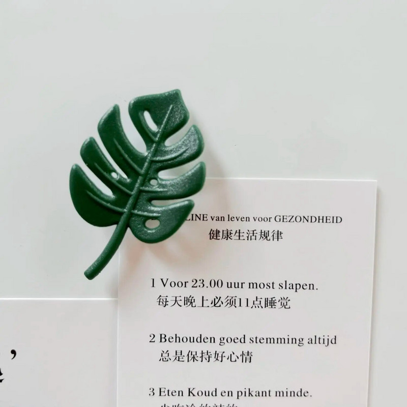Симулация на листа Магнит за хладилник Артистични пресни бамбукови магнитни стикери Творчески стерео Ins Wind Кухня Декорация на дома.
