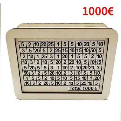 Pinigų dėžutė, Piggy Bank, Medinis pinigų bankas, Daugkartinė pinigų dėžutė su taupymo tikslu ir skaičiais, kuriuos reikia patikrinti, padeda taupyti