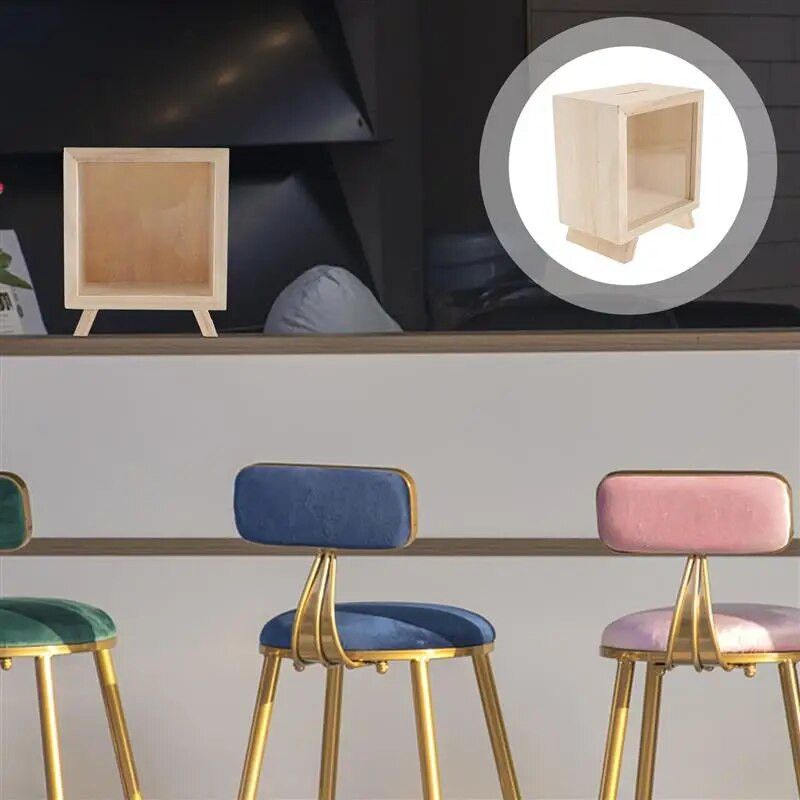 Банка Прасенце Кутия за пари Дървен буркан за пестене на монети Прозрачен Детски спестявания на дърва Възрастни Парични смени Сянка Подарък Банки Кутия Съвет Фонд Квадрат