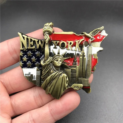 Fém 3d hűtőmágnesek hűtőszekrény ragasztott amerikai sas Jeruzsálem Izrael London busz new york Párizs Emléktárgyak lakberendezés