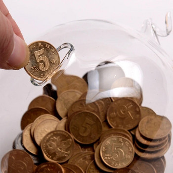 Прасенце Кутии за пари Кутия за спестяване на монети Прозрачно стъклено сувенирно раждане