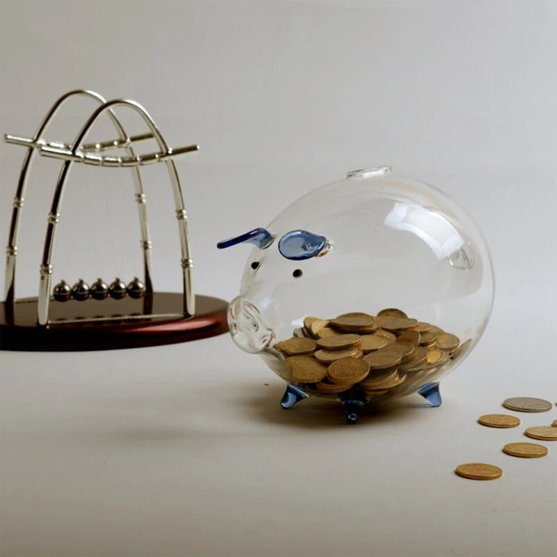 Прасенце Кутии за пари Кутия за спестяване на монети Прозрачно стъклено сувенирно раждане