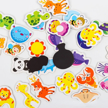 12 бр. цветен магнит за хладилник, креативни анимационни стикери, играчки, креативни анимационни океански животни, дървени магнитни стикери за домашен декор