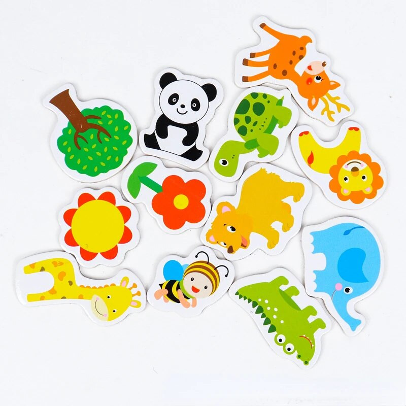 12 бр. цветен магнит за хладилник, креативни анимационни стикери, играчки, креативни анимационни океански животни, дървени магнитни стикери за домашен декор