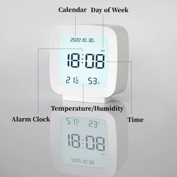1PC 8,3*7,8*4cm Ψηφιακό Ξυπνητήρι Θερμοκρασία Υγρασία Ημερολόγιο Εβδομάδα Οπίσθιος φωτισμός Επιτραπέζιο Ηλεκτρονικό Ρολόι 12/24H LED Ρολόι