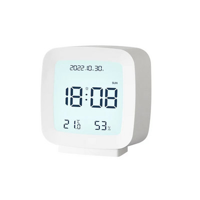 1 db 8,3*7,8*4 cm digitális ébresztőóra hőmérséklet páratartalom naptár hét háttérvilágítású asztali elektronikus óra 12/24 órás LED óra
