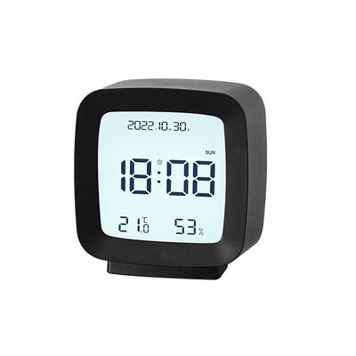 1 db 8,3*7,8*4 cm digitális ébresztőóra hőmérséklet páratartalom naptár hét háttérvilágítású asztali elektronikus óra 12/24 órás LED óra
