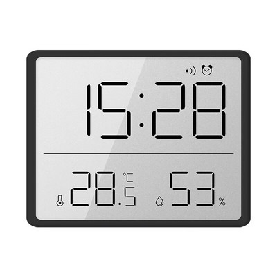 Ultra vékony LCD ébresztőóra, nagy képernyős digitális hőmérséklet-nedvességmérő Egyszerű ébresztőóra, mágneses kivitelű asztali dekorációs órák