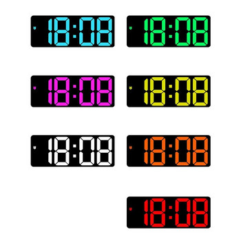 Цветен светодиоден електронен будилник 3 нива Регулируема яркост Час Дата Температурен дисплей Голям екран Настолни часовници