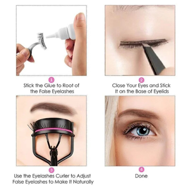 Извиване на мигли Извиване на мигли Козметичен грим Извиване на мигли Пинцети Инструменти Дръжка + 10 резервни силиконови подложки 3 цвята