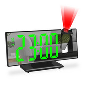 Digitális ébresztőóra 180°-os kivetítős ébresztőóra idő hőmérséklet szundi asztali óra 12/24 órás USB projektor LED óra
