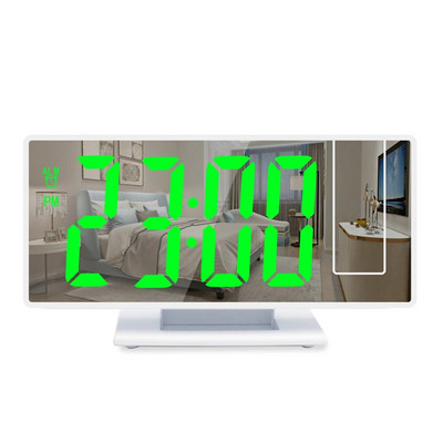 Digitális ébresztőóra 180°-os kivetítős ébresztőóra idő hőmérséklet szundi asztali óra 12/24 órás USB projektor LED óra
