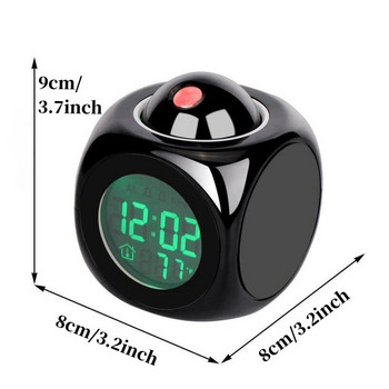 Hourly Chime Ψηφιακό Ρολόι Προβολής Ώρα Θερμοκρασία Οπίσθιος Φωτισμός Δυνατή μουσική Ρολόι Ξυπνητήρι Αναβολή 12/24 ώρες USB Προβολέας Ρολόι LCD