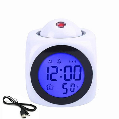 Óránkénti harangszó Digitális vetítési óra Idő Hőmérséklet Háttérvilágítás Hangos zene Ébresztőóra Szundi 12/24 órás USB projektor LCD óra