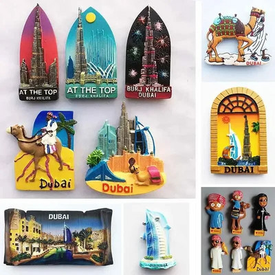Dubai Tourist Souvenirs Fridge Magnets Khalifa Tower Saudi Arabia Refrigerator Commemorative Magnet Stickers Home Decoration