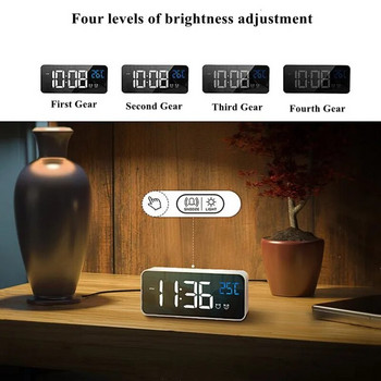 Επαναφορτιζόμενο ψηφιακό ξυπνητήρι Φωνητικός έλεγχος αναβολής νυχτερινή λειτουργία Επιτραπέζιο ρολόι Μουσική Ηλεκτρονικά ρολόγια LED Despertador Digital