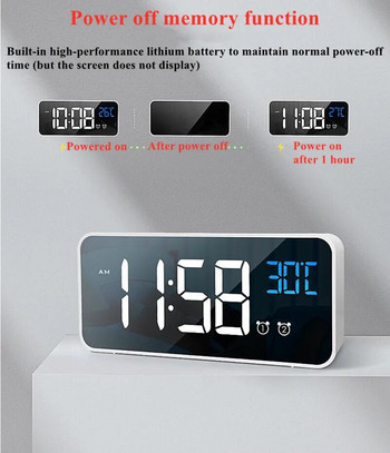 Επαναφορτιζόμενο ψηφιακό ξυπνητήρι Φωνητικός έλεγχος αναβολής νυχτερινή λειτουργία Επιτραπέζιο ρολόι Μουσική Ηλεκτρονικά ρολόγια LED Despertador Digital