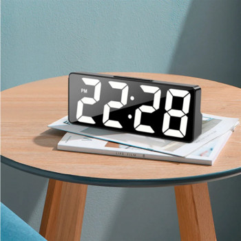 Τελευταίο ψηφιακό ρολόι LED Ξυπνητήρι Υπνοδωμάτιο Ηλεκτρονικό επιτραπέζιο ρολόι με οθόνη θερμοκρασίας Ρυθμιζόμενη φωτεινότητα 12/24 ώρες