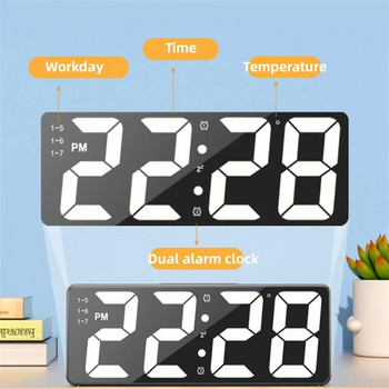 Най-новият цифров часовник LED будилник Електронен настолен часовник за спалня с дисплей за температурата Регулируема яркост 12/24 часа