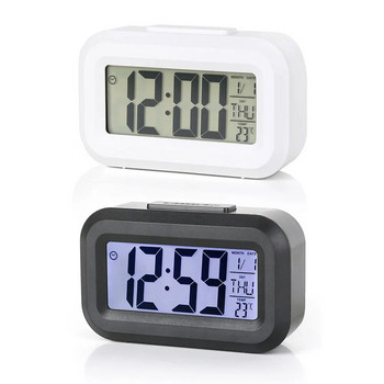 LED дигитален будилник Електронен дигитален алармен екран Настолен часовник за домашен офис Фоново осветление Snooze Data Календар Настолни часовници