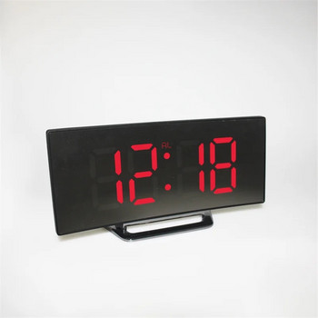 Ρολόι με κυρτή οθόνη Ηλεκτρονικό ρολόι Μεγάλη οθόνη LED Καθρέφτης Ρολόι Αθόρυβο Ξυπνητήρι Δημιουργική επιφάνεια Ρολόι κομοδίνου Διακόσμηση δωματίου