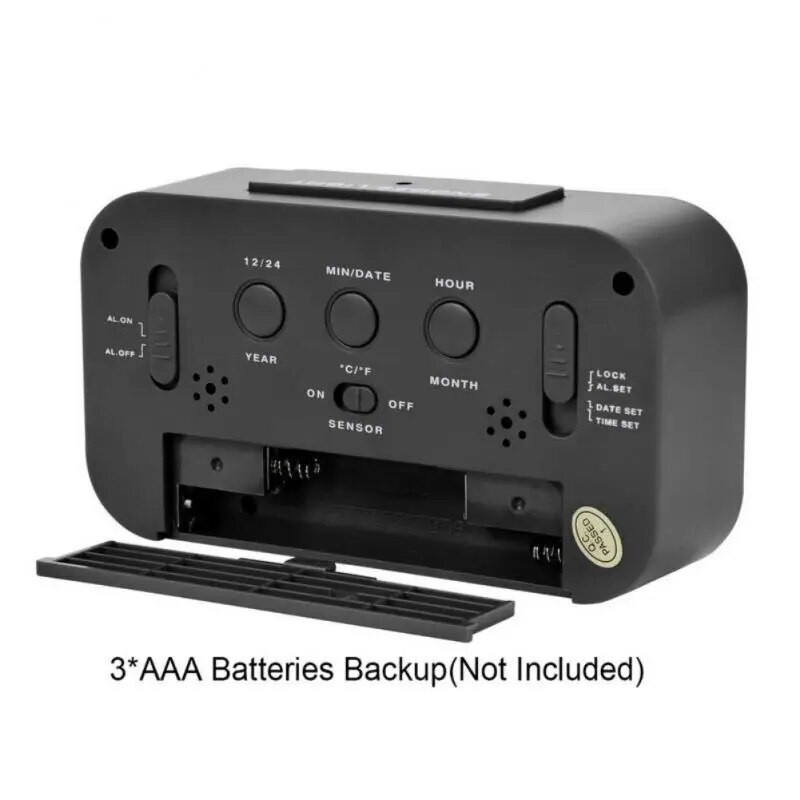 Будилник LED цифров часовник Подсветка Snooze Mute Календар Температура Дисплей Настолен часовник Електронни настолни будилници