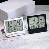 Elektronikus összecsukható LCD digitális ébresztőóra asztali hőmérséklet páratartalom mérő óra időjárás állomás asztali asztali utazási mini óra