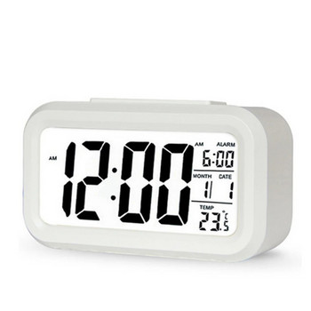 Батерия Цифров будилник Ученически часовник Голям LCD дисплей Snooze Детски часовник Сензор за светлина Нощна светлина Офис Настолен часовник