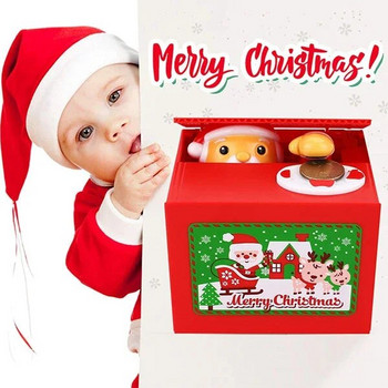 Χαριτωμένο χριστουγεννιάτικο Ηλεκτρονικό Κουμπαράς Αϊ-Βασίλη Κουμπί κερμάτων με Χρηματοκιβώτιο μουσικής για χριστουγεννιάτικο δώρο