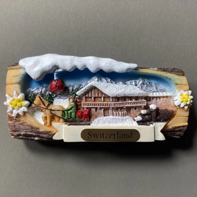 Магнити за хладилник Швейцария Ски пейзаж Часовник с кукувица Zermatt Diemtigtal BergeLake Luzern Jungfraujoc Residence Швейцарски млечни добитък