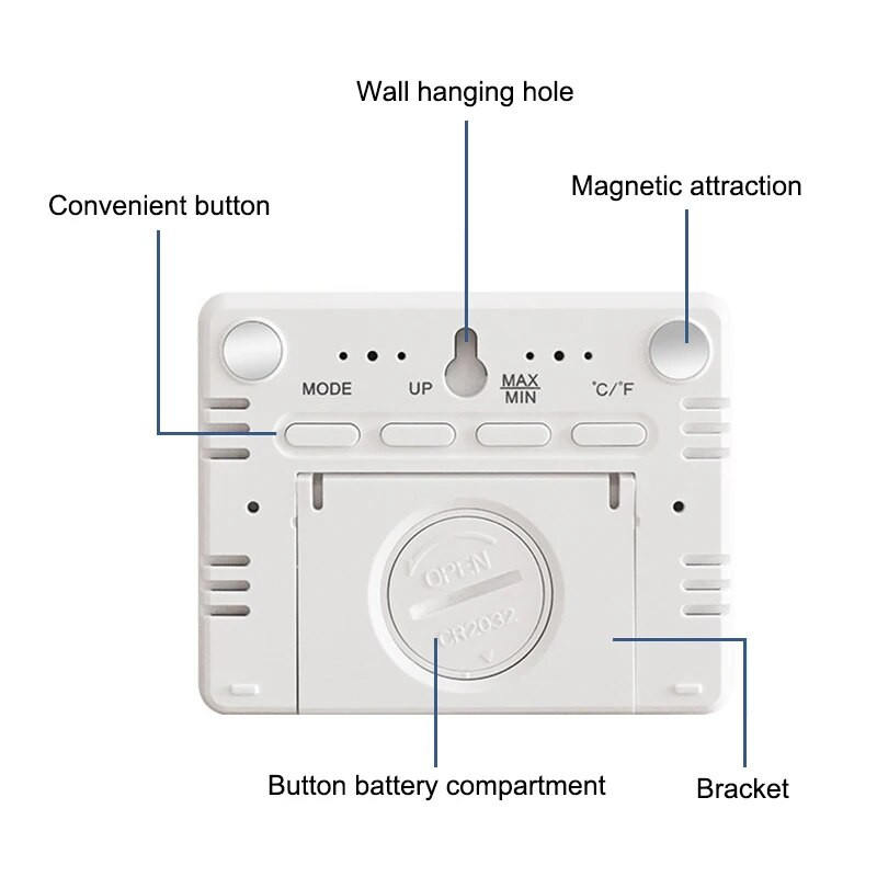 Хладилник Магнитен будилник Голям екран Дата Температура Влажност Мултифункционален LCD цифров настолен настолен стенни часовници
