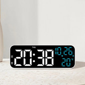 Digitális ébresztőóra hőmérséklet és dátum Hét kijelző Éjszakai mód Asztali óra Hangvezérlés 12/24 órás elektronikus LED ébresztőórák