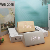 Fából készült digitális ébresztőóra Idő dátum Hőmérséklet Kijelző Asztali órák Hálószoba Nappali Éjjeli iroda NIDITON