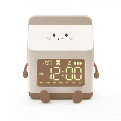 Žadintuvas Skaitmeninis laikrodis Pieno dėžutės formos laikrodis Vaikų žadinimo laikrodis Įkraunamas atgalinis laikrodis Įskaitomas didelis ekranas Daugiafunkcis