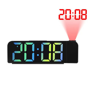 Περιστροφή 180° Ψηφιακό Ξυπνητήρι προβολής Νυχτερινή λειτουργία Power-off Επιτραπέζιο ρολόι μνήμης 12H/24H Υπνοδωμάτιο Ηλεκτρονικό ρολόι τοίχου LED